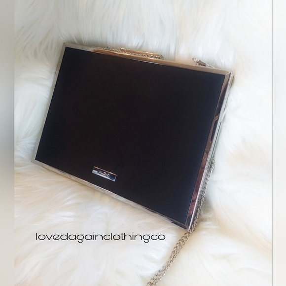 Aldo silver Apakoara box Clutch in black - Picture 3 of 11